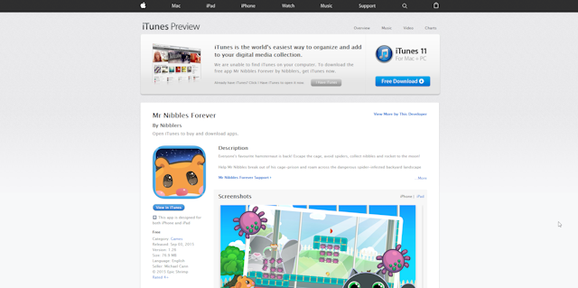 post cover image for Mr Nibbles Forever - Now on Apple App Store!