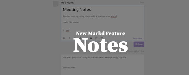 post cover image for New Markd Feature - Notes
